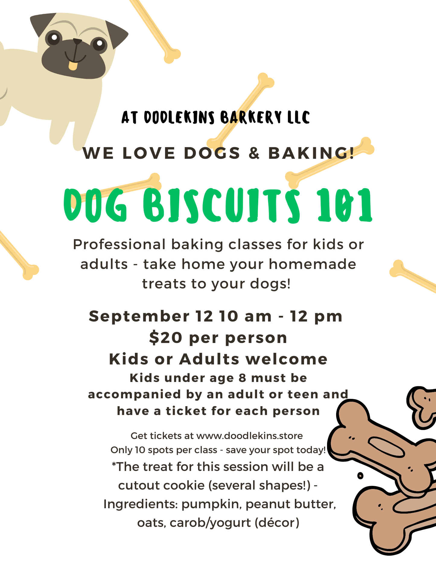 Bark Biscuits 101 - Pumpkin Bones and Pumpkin Shaped Cookies September 12 10 am - 12 pm