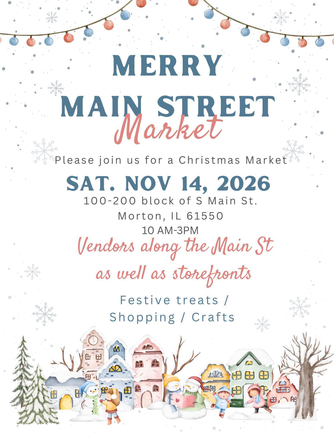 Merry Main Street Market - November 14, 2026 10 AM - 3 PM