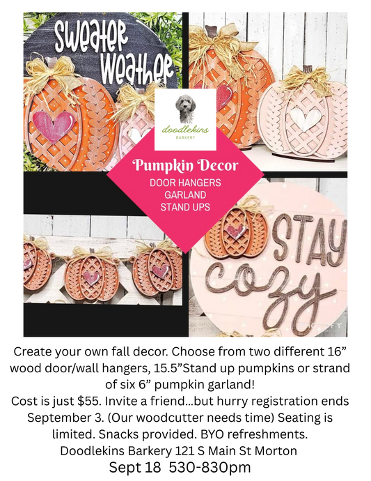Paint a Door Hanger for Fall Season!  RUSTIC PUMPKIN!! $55 per piece  Sept 18  530-830